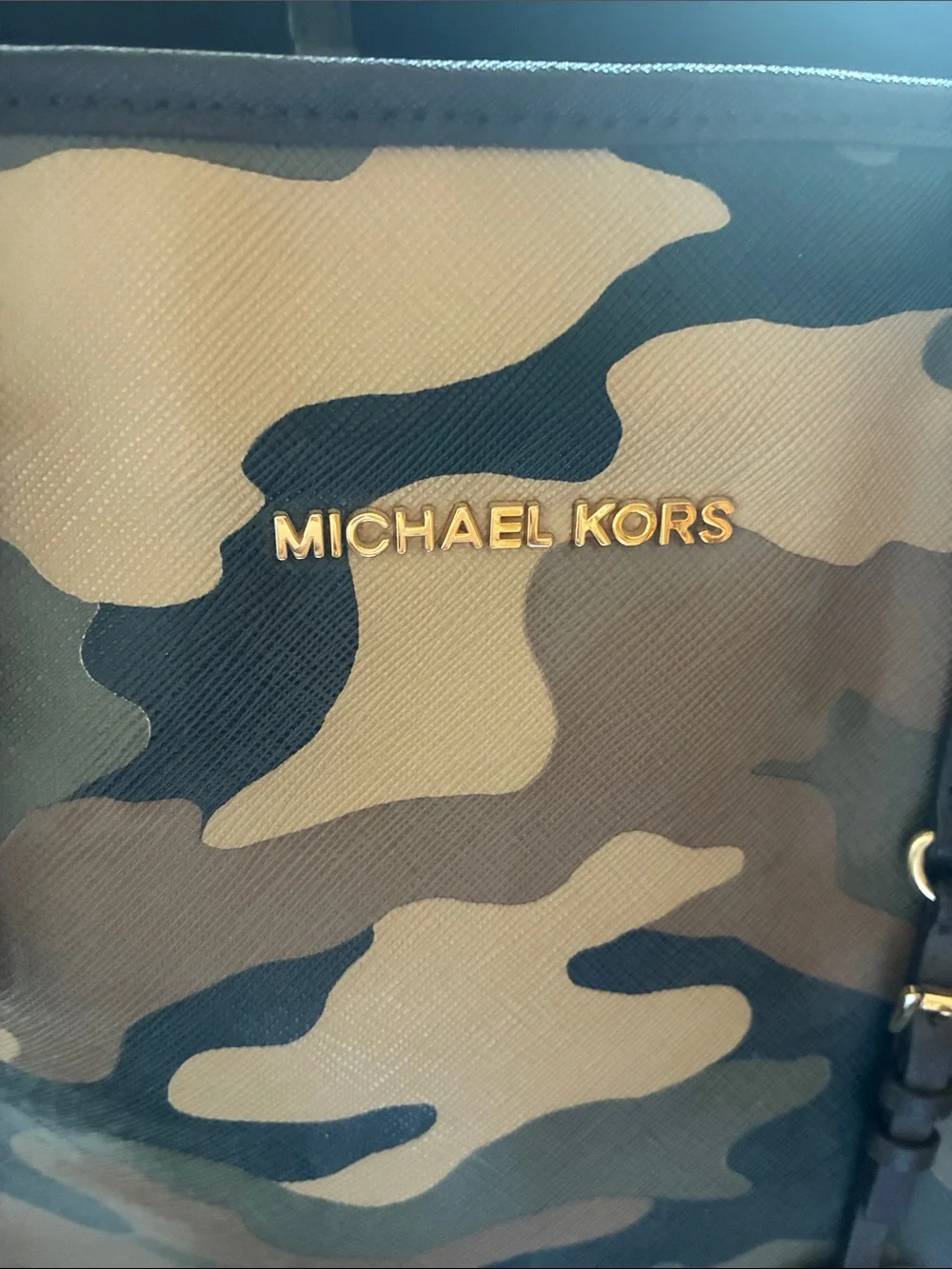 Michael Kors Camouflage Tote Bag - Olive, Brown, Black